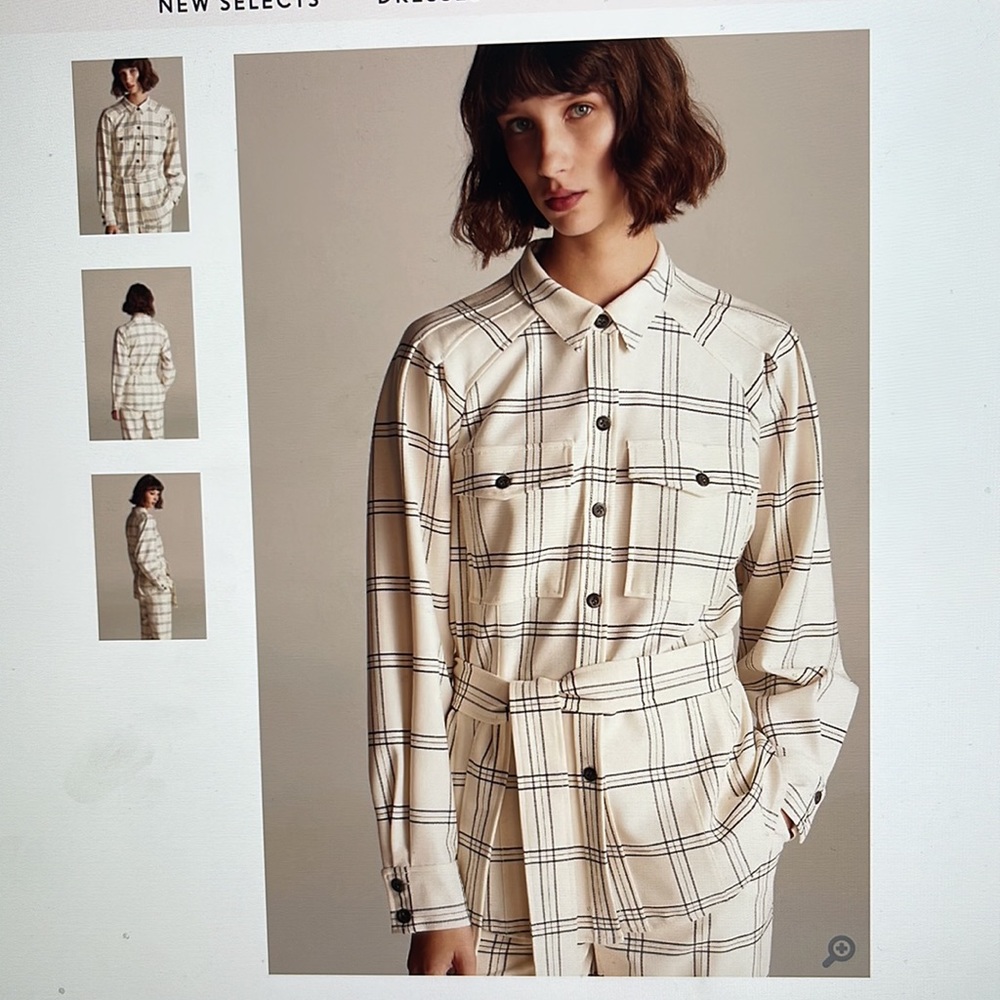 Rebecca Taylor Emery Plaid Jacket in Vanilla Combo Shacket size S